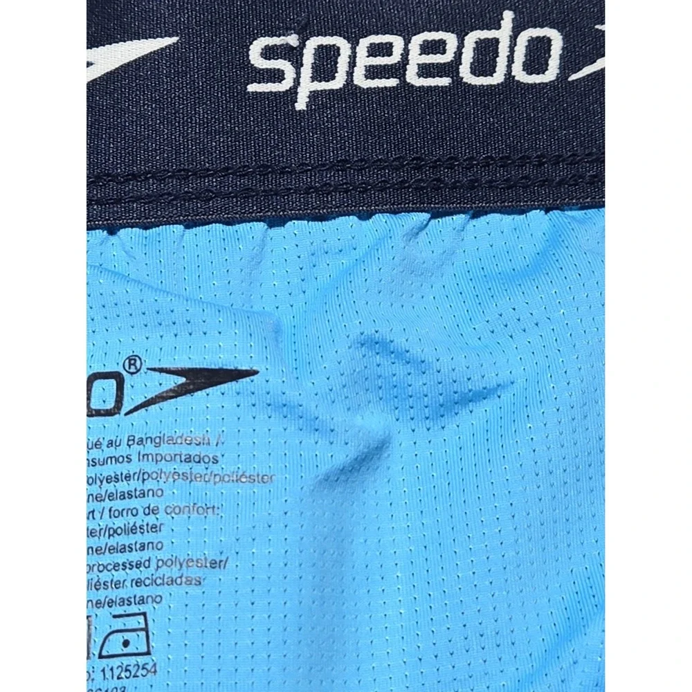 Speedo Swim Trunks Mens L Large Blue Board Shorts Swimwear Mesh Liner Pockets